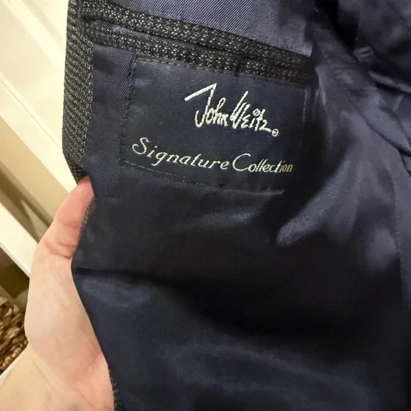 John Weitz 100% Wool Blazer Men's 40R Gray Textured Vintage Classic Suit Jacket - Picture 3 of 5